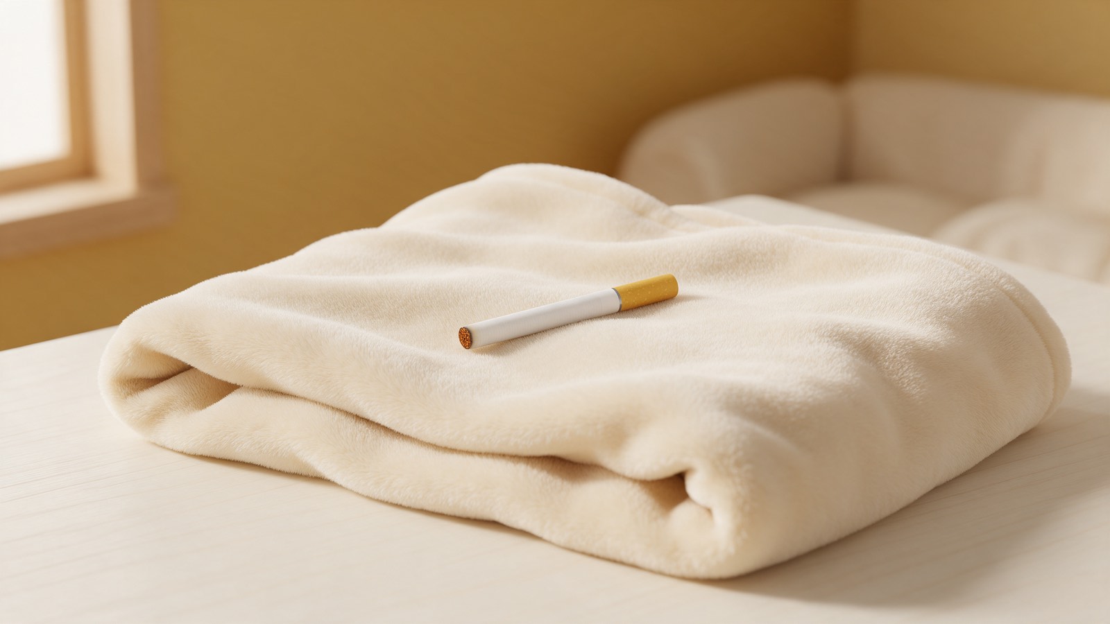 La cigarette, un doudou affectif : une cigarette posée sur une couverture douce