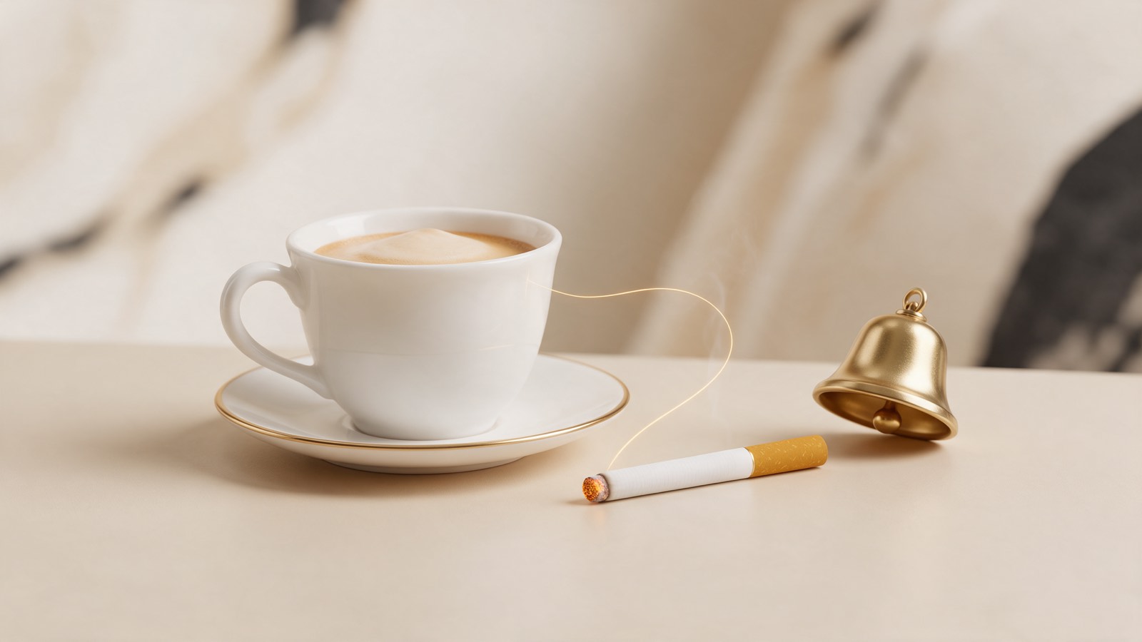 Réflexe pavlovien et cigarette : une tasse de café reliée à une cigarette